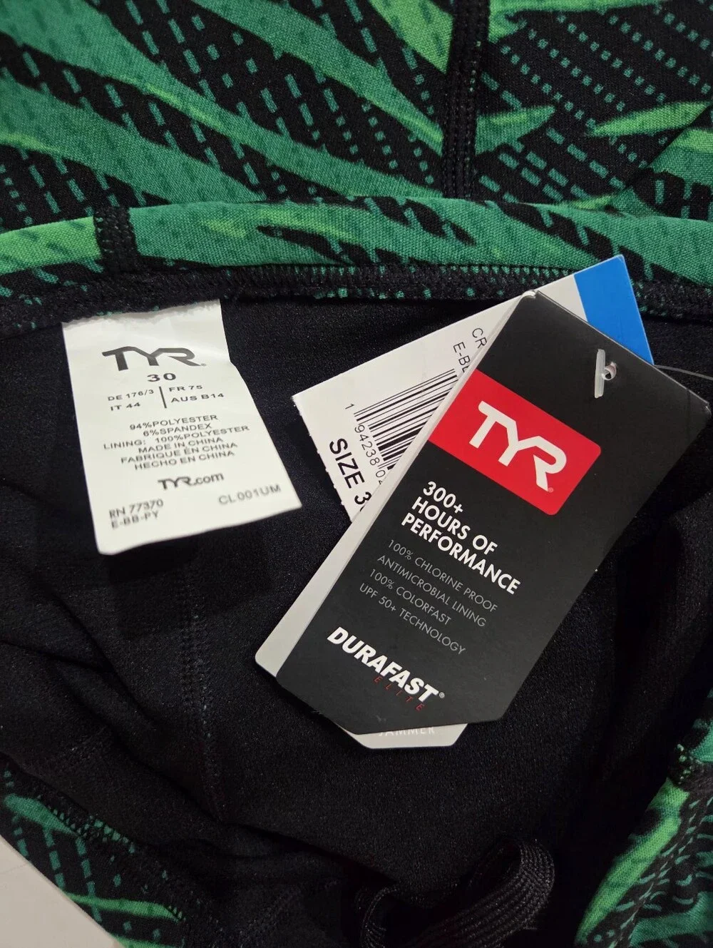 NWT‎ TYR Men's 30 Crypsis Durafast Elite Jammer Swim Racing Cycling Bike Shorts